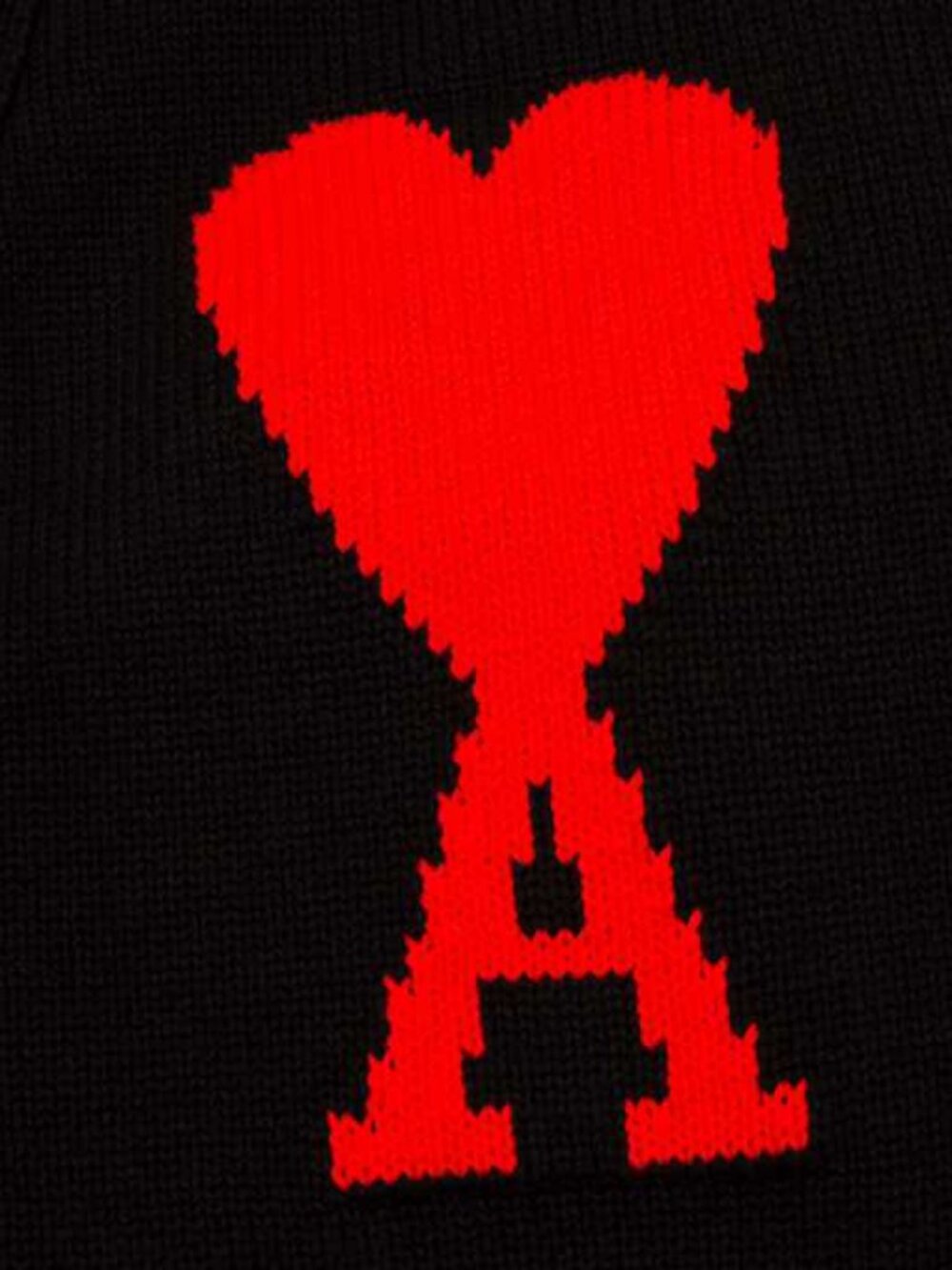 AMI Paris Black Red Heart A Logo V-Neck Cardigan1. AMI Paris Black Red Heart - Picture 4 of 7
